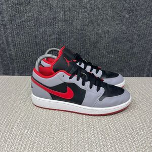 Nike Air Jordan 1 Low Cement Fire Red Grey Black Shoes Womens 7 5.5Y 553560-060